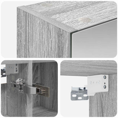 Bathroom Mirror Cabinet with Door Grey Sonoma 80 x 14.5 x 70 cm