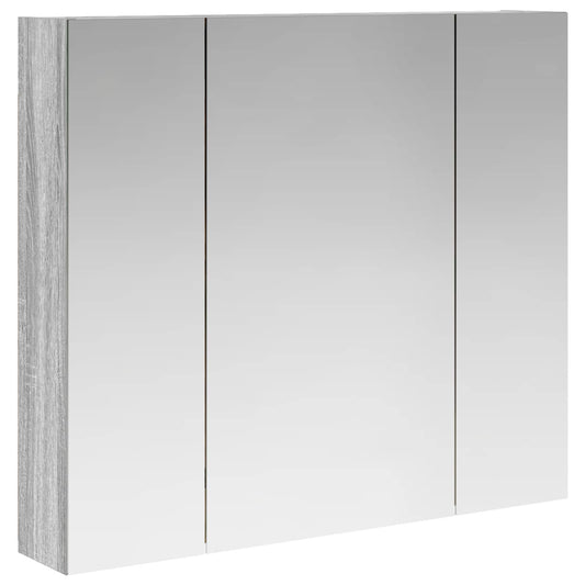Bathroom Mirror Cabinet with Door Grey Sonoma 80 x 14.5 x 70 cm