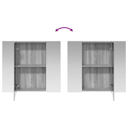 Bathroom Mirror Cabinet with Door Grey Sonoma 80 x 14.5 x 70 cm