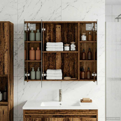 Bathroom Mirror Cabinet with Shelf Old Wood 80 x 14.5 x 70 cm