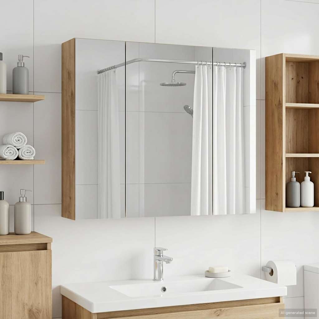 Bathroom Mirror Cabinet Artisan Oak 80 x 14.5 x 70 cm