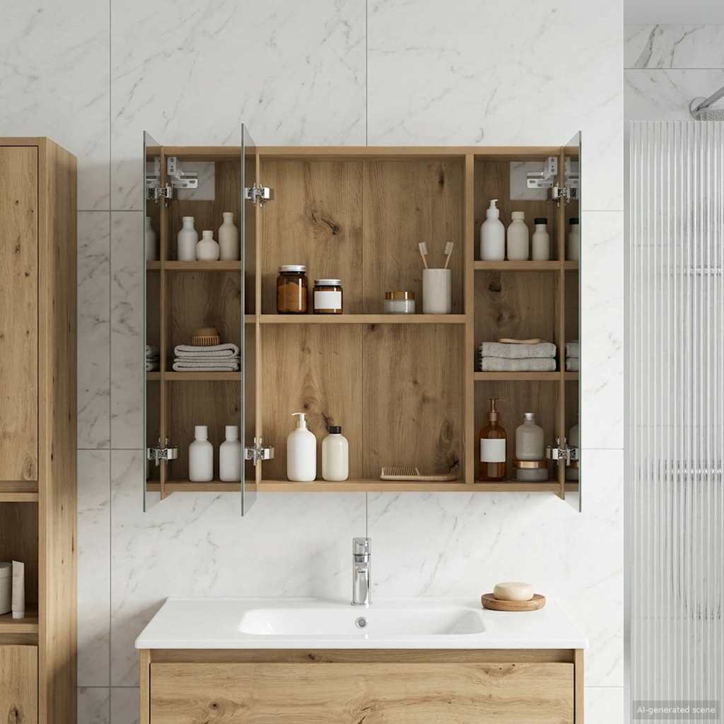 Bathroom Mirror Cabinet Artisan Oak 80 x 14.5 x 70 cm