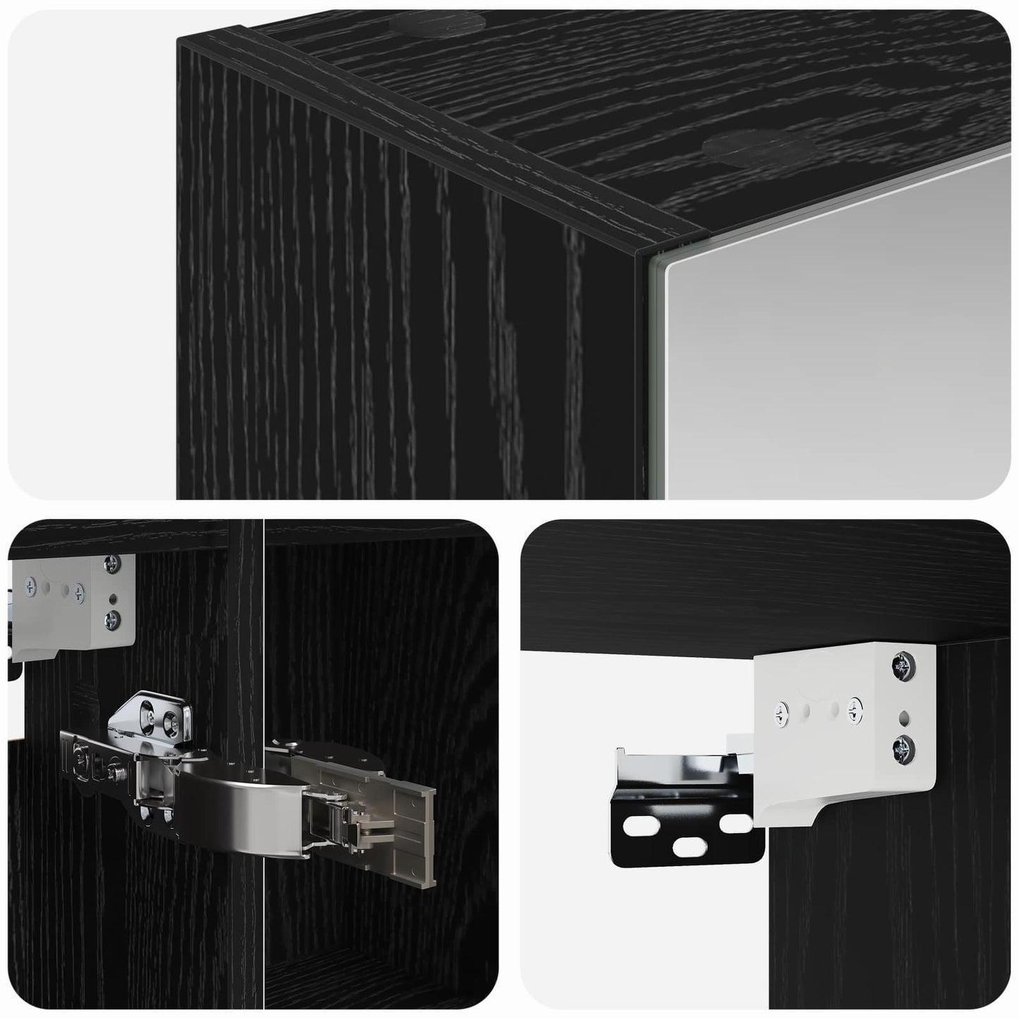 Bathroom Mirror Cabinet with Shelf Black Oak 80 x 14.5 x 70 cm