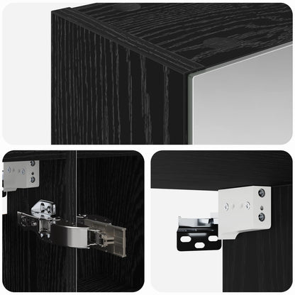 Bathroom Mirror Cabinet with Shelf Black Oak 80 x 14.5 x 70 cm