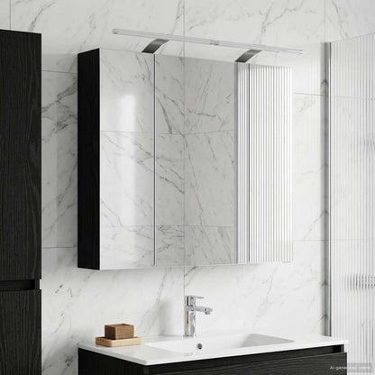 Bathroom Mirror Cabinet with Shelf Black Oak 80 x 14.5 x 70 cm