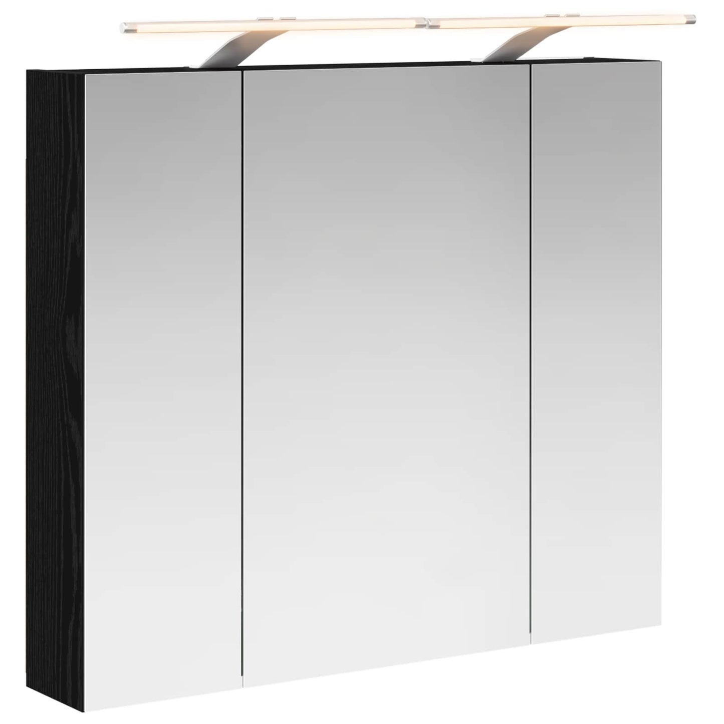 Bathroom Mirror Cabinet with Shelf Black Oak 80 x 14.5 x 70 cm