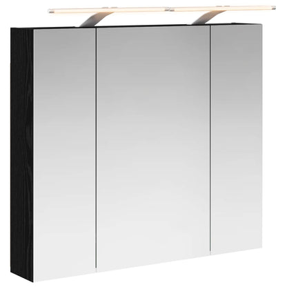 Bathroom Mirror Cabinet with Shelf Black Oak 80 x 14.5 x 70 cm