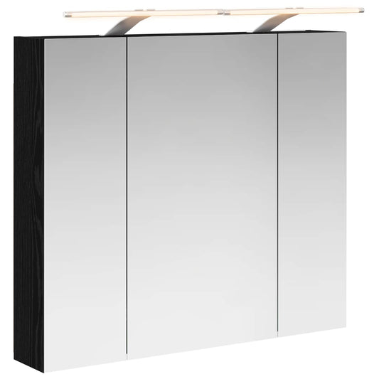 Bathroom Mirror Cabinet Black Oak 80 x 14.5 x 70 cm