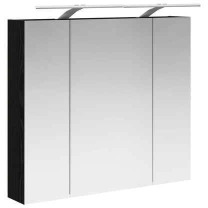 Bathroom Mirror Cabinet with Shelf Black Oak 80 x 14.5 x 70 cm