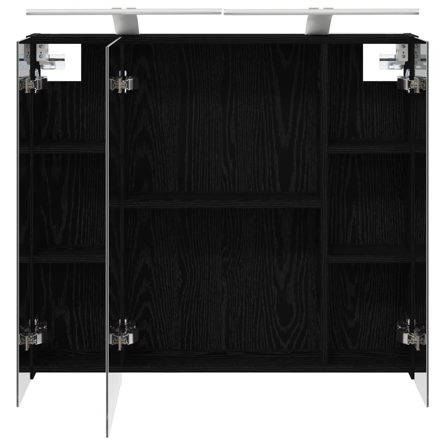 Bathroom Mirror Cabinet with Shelf Black Oak 80 x 14.5 x 70 cm