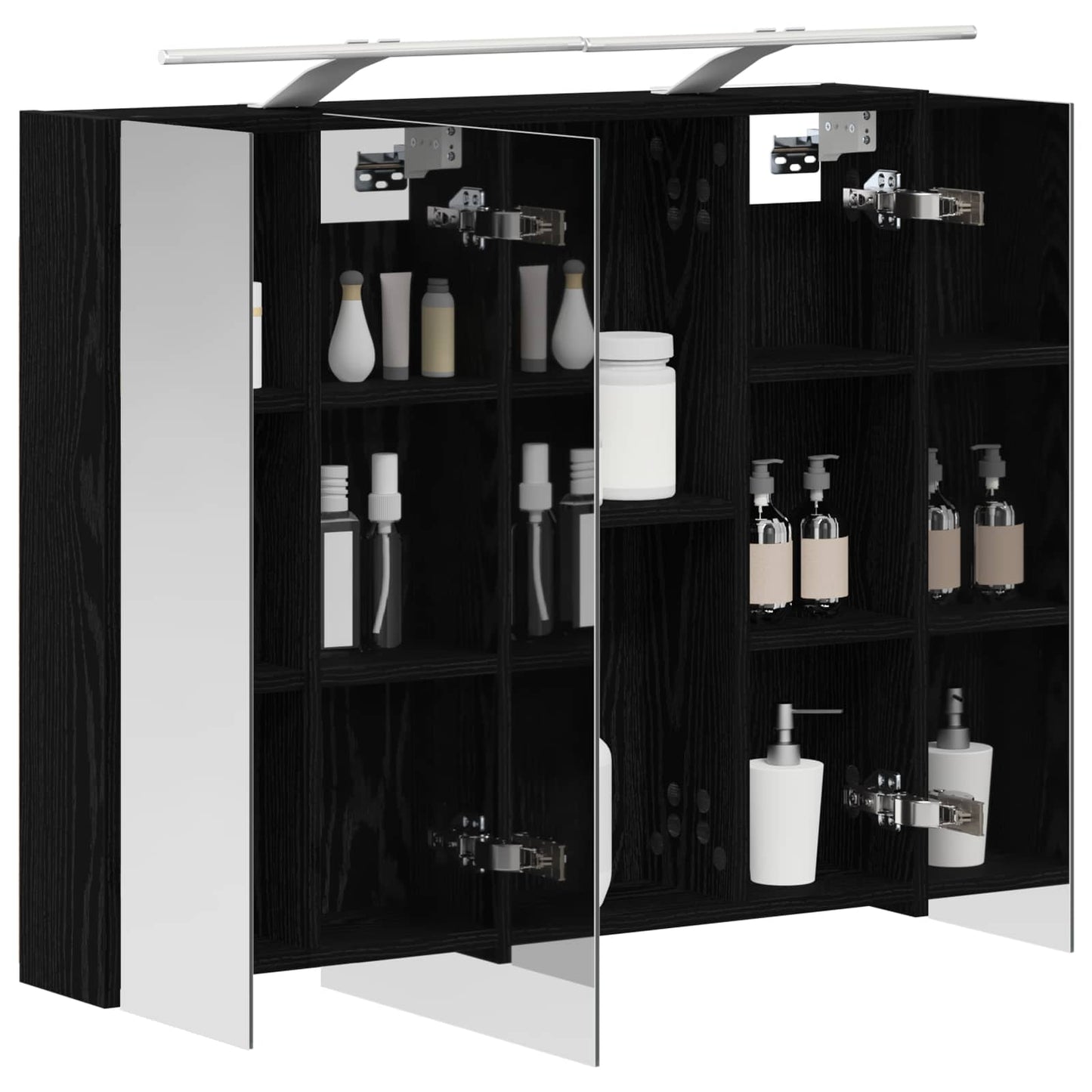 Bathroom Mirror Cabinet with Shelf Black Oak 80 x 14.5 x 70 cm
