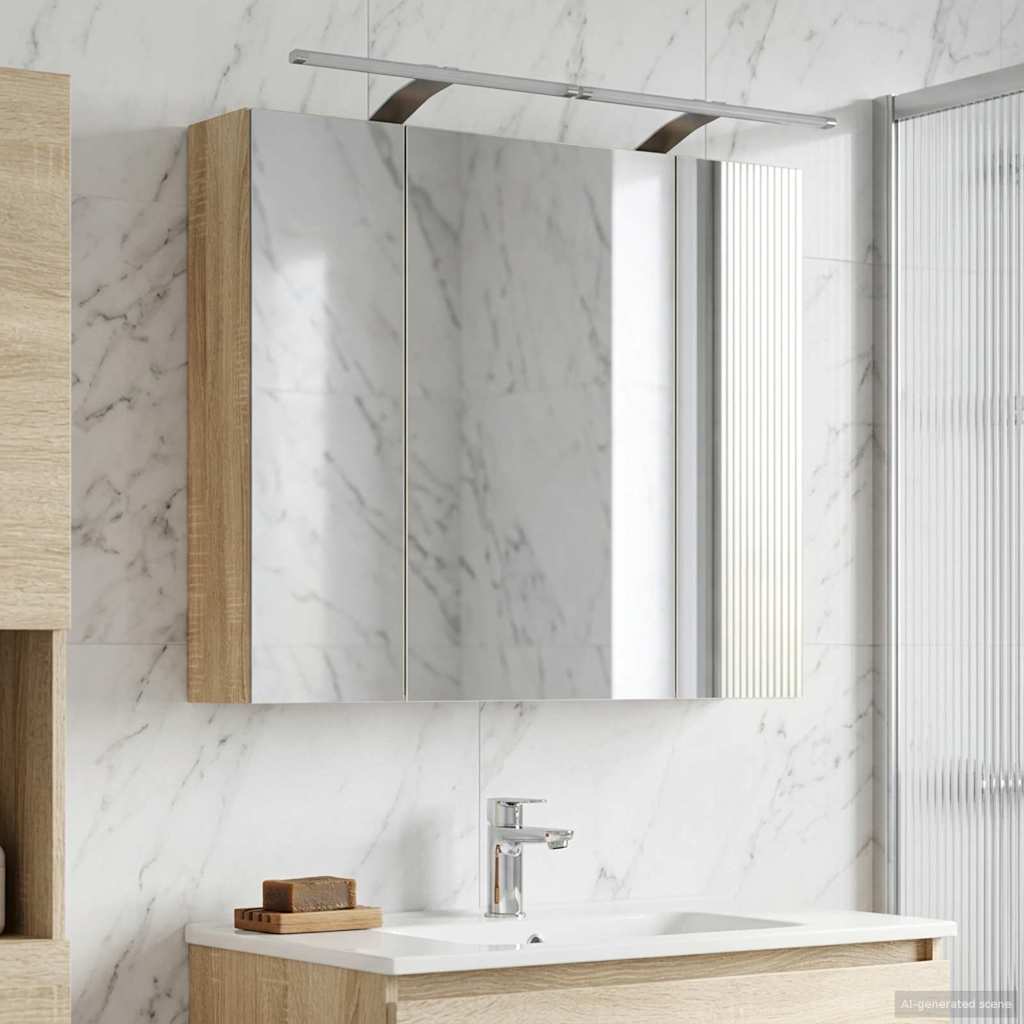 Bathroom Mirror Cabinet with Shelf Sonoma Oak 80 x 14.5 x 70 cm