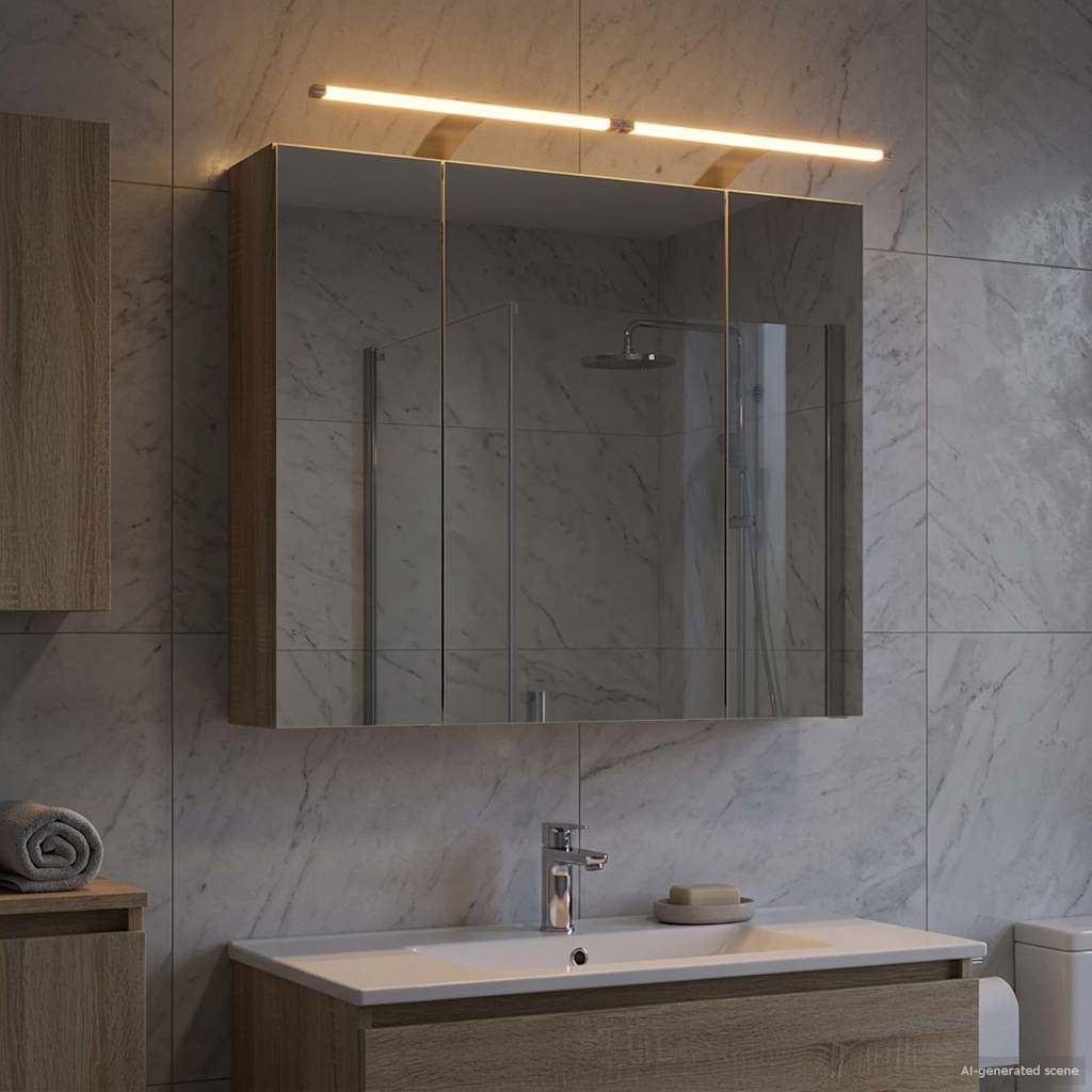 Bathroom Mirror Cabinet with Shelf Sonoma Oak 80 x 14.5 x 70 cm