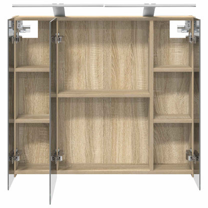 Bathroom Mirror Cabinet with Shelf Sonoma Oak 80 x 14.5 x 70 cm