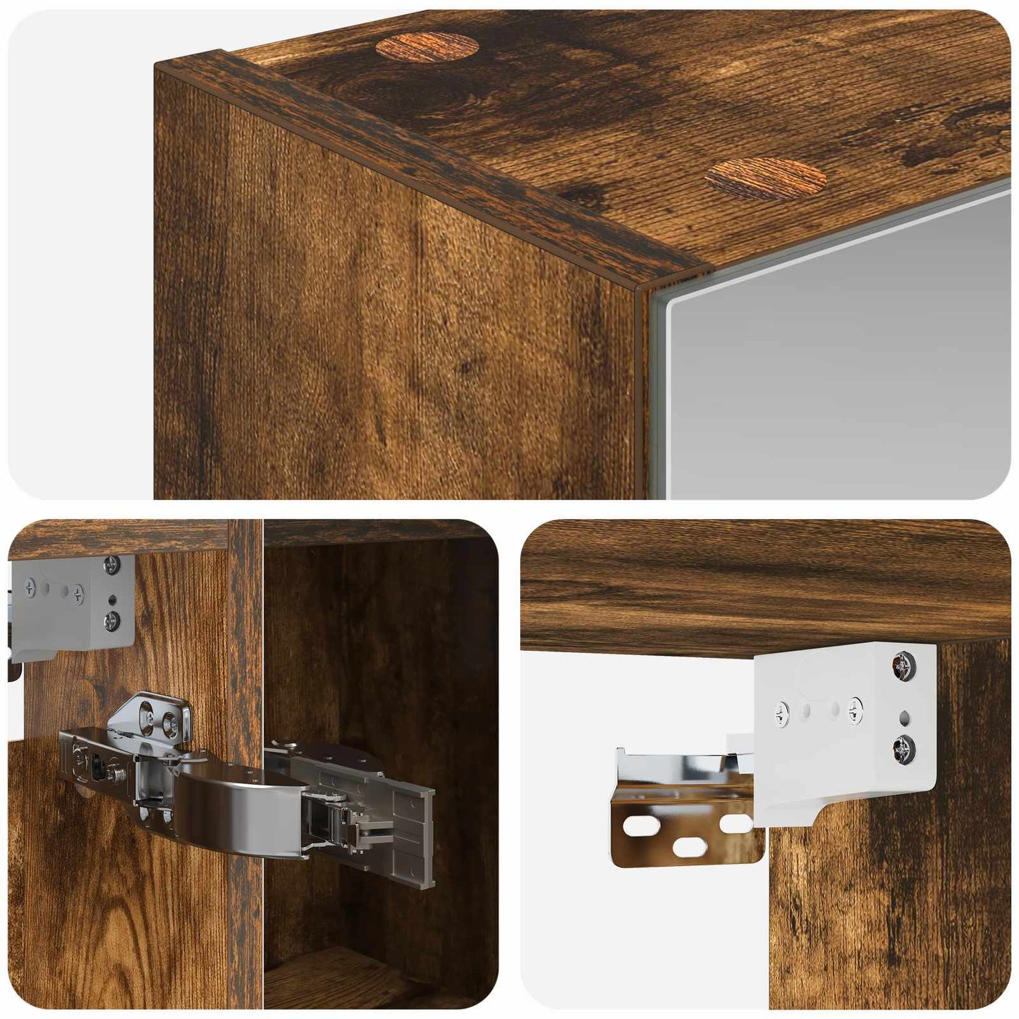 Bathroom Mirror Cabinet with Shelf Smoked Oak 80 x 14.5 x 70 cm