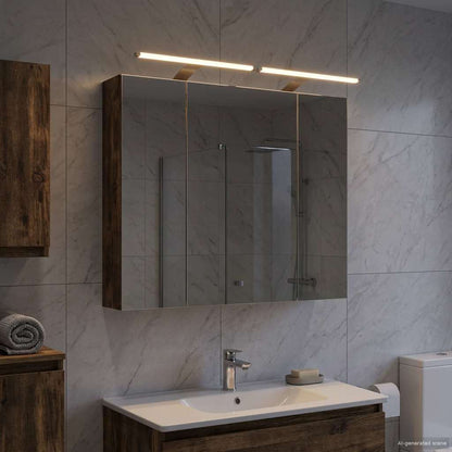 Bathroom Mirror Cabinet with Shelf Smoked Oak 80 x 14.5 x 70 cm