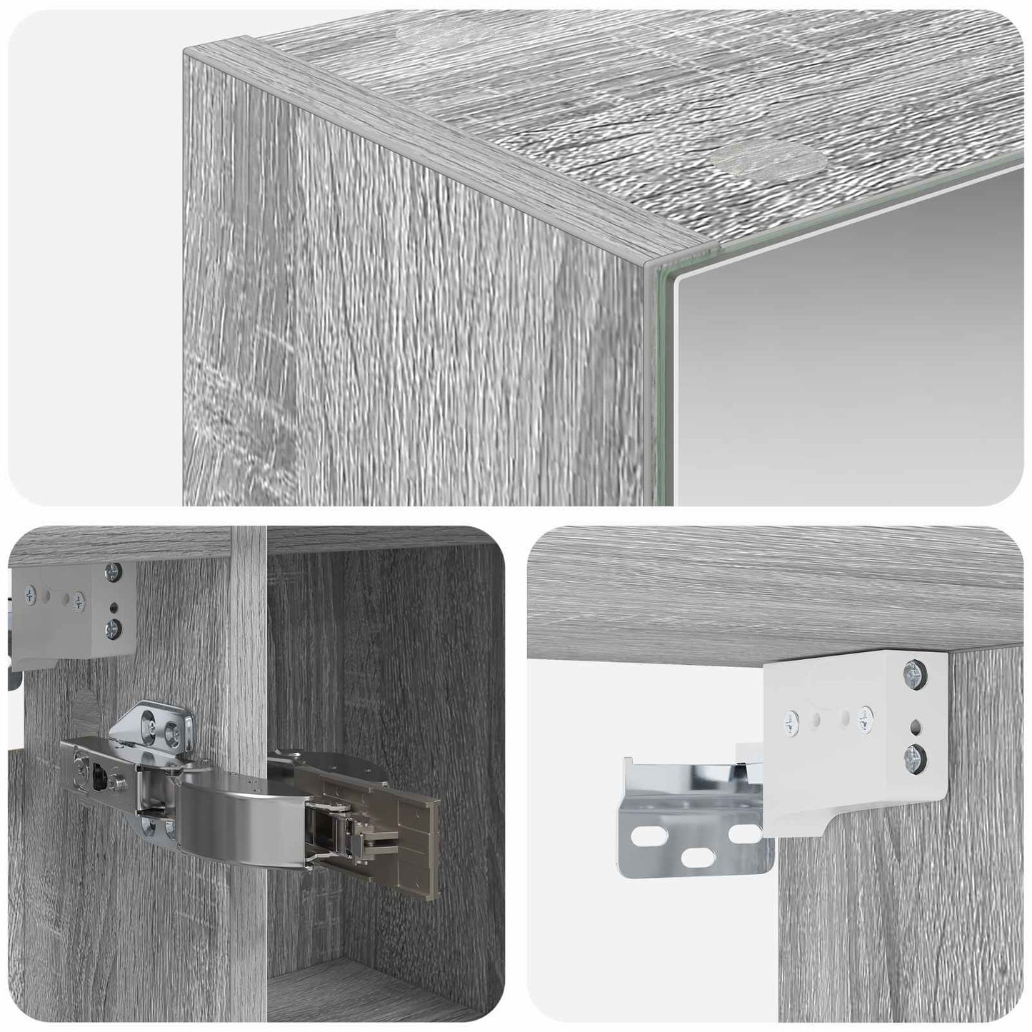 Bathroom Mirror Cabinet with Door Grey Sonoma 80 x 14.5 x 70 cm