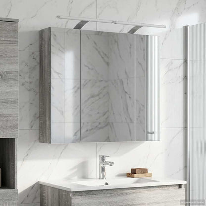 Bathroom Mirror Cabinet with Door Grey Sonoma 80 x 14.5 x 70 cm