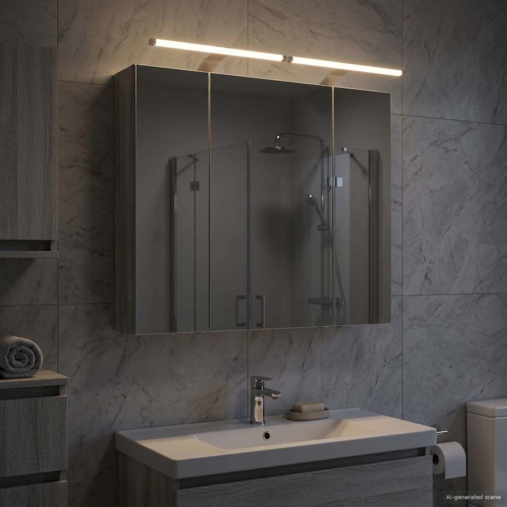 Bathroom Mirror Cabinet with Door Grey Sonoma 80 x 14.5 x 70 cm