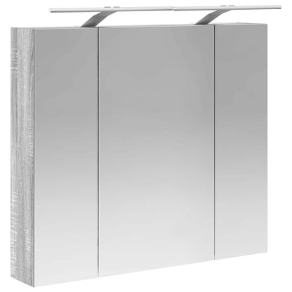 Bathroom Mirror Cabinet with Door Grey Sonoma 80 x 14.5 x 70 cm