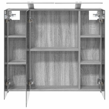 Bathroom Mirror Cabinet with Door Grey Sonoma 80 x 14.5 x 70 cm