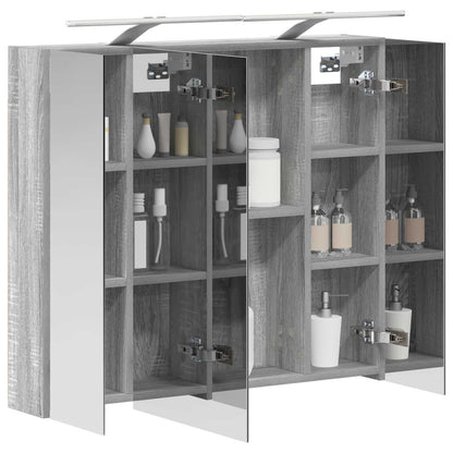Bathroom Mirror Cabinet with Door Grey Sonoma 80 x 14.5 x 70 cm