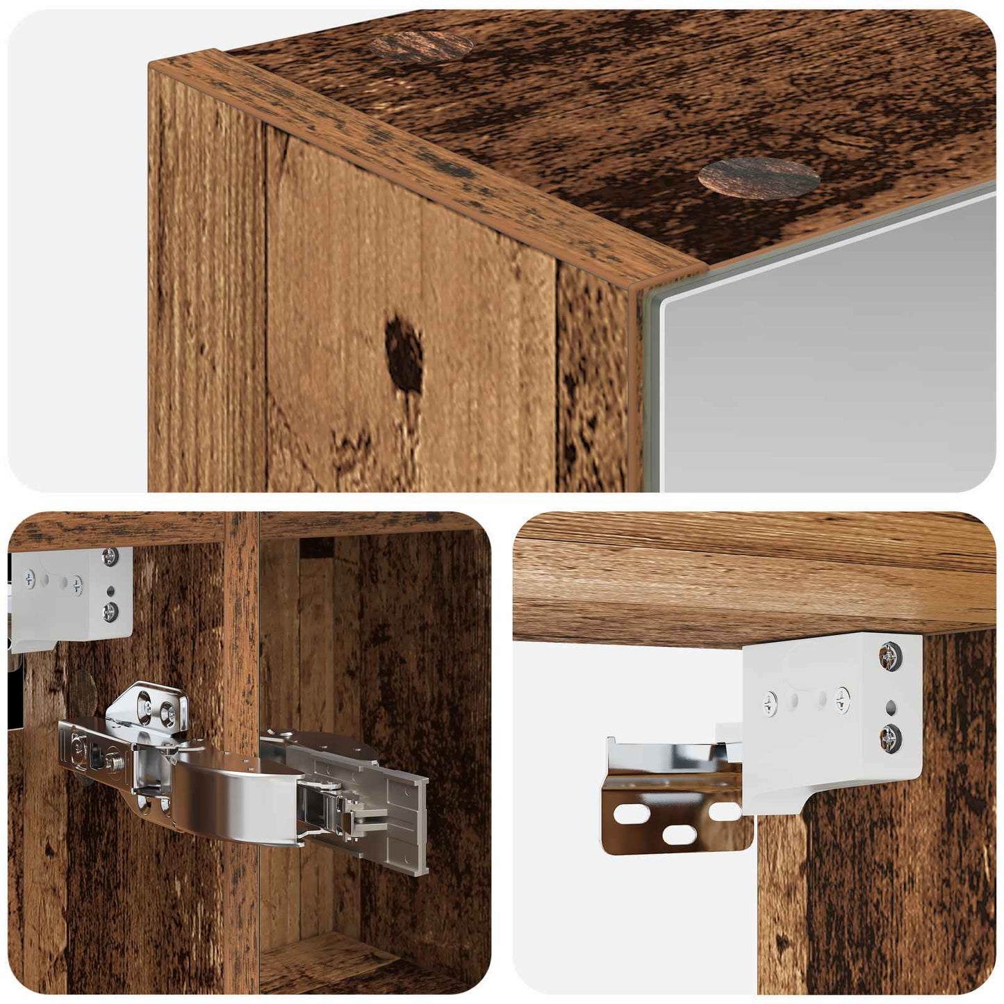 Bathroom Mirror Cabinet with Shelf Old Wood 80 x 14.5 x 70 cm