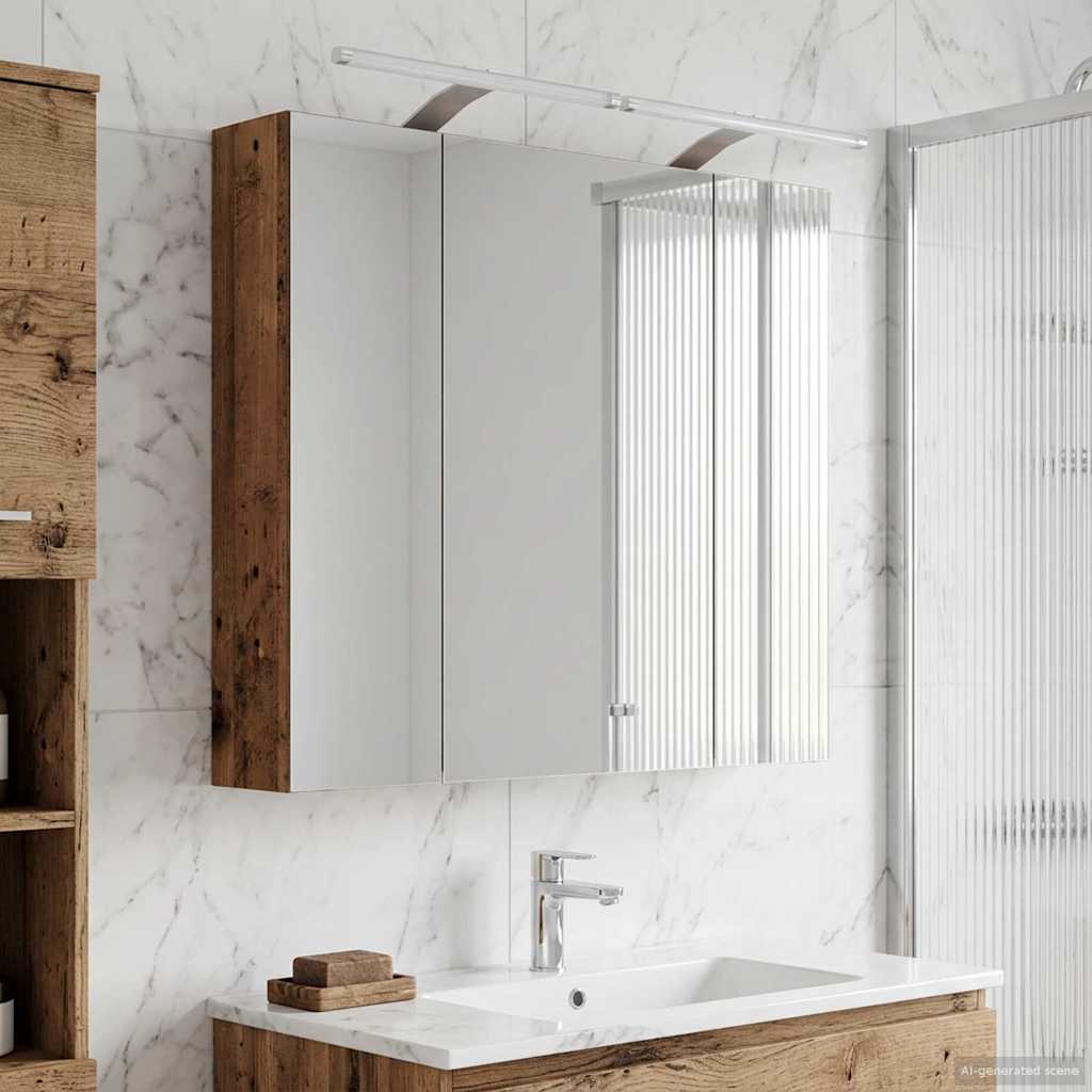 Bathroom Mirror Cabinet with Shelf Old Wood 80 x 14.5 x 70 cm