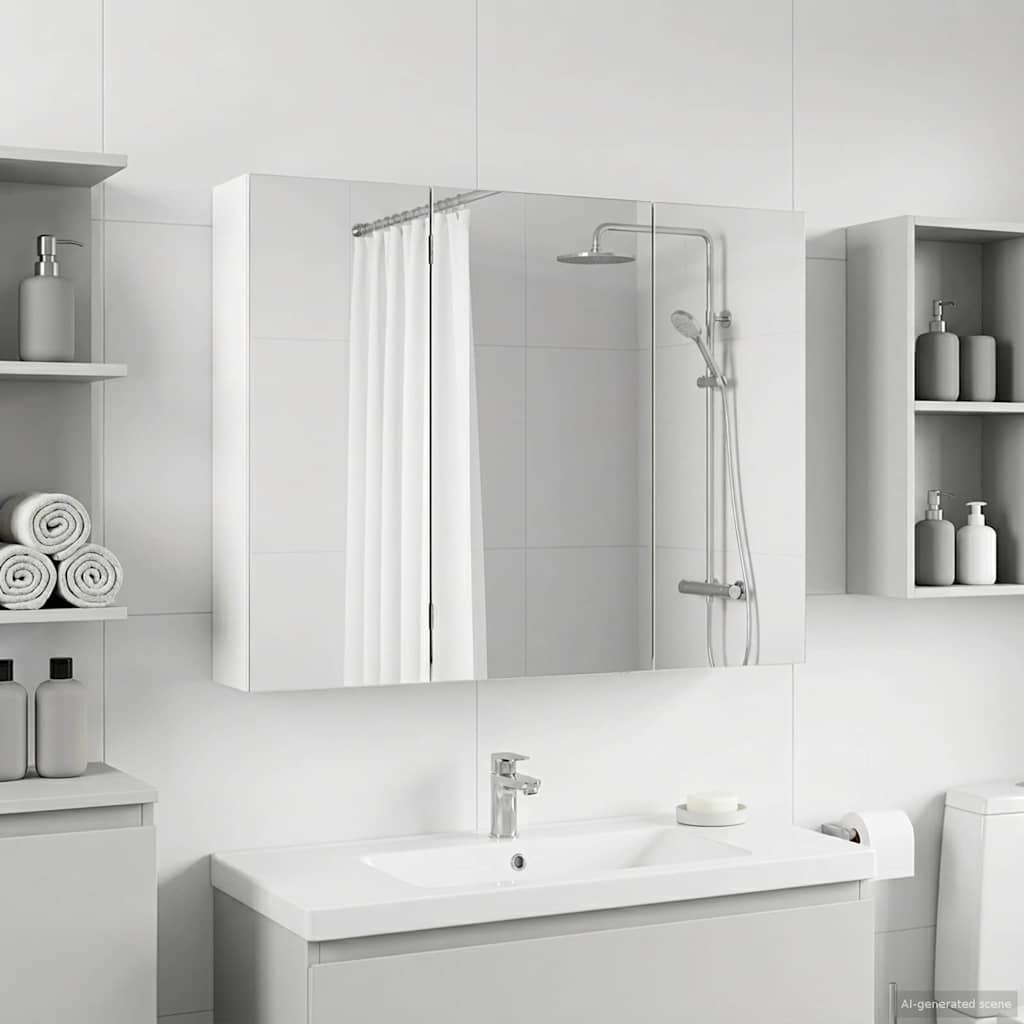 Bathroom Mirror Cabinet with Shelf White 100 x 14.5 x 70 cm