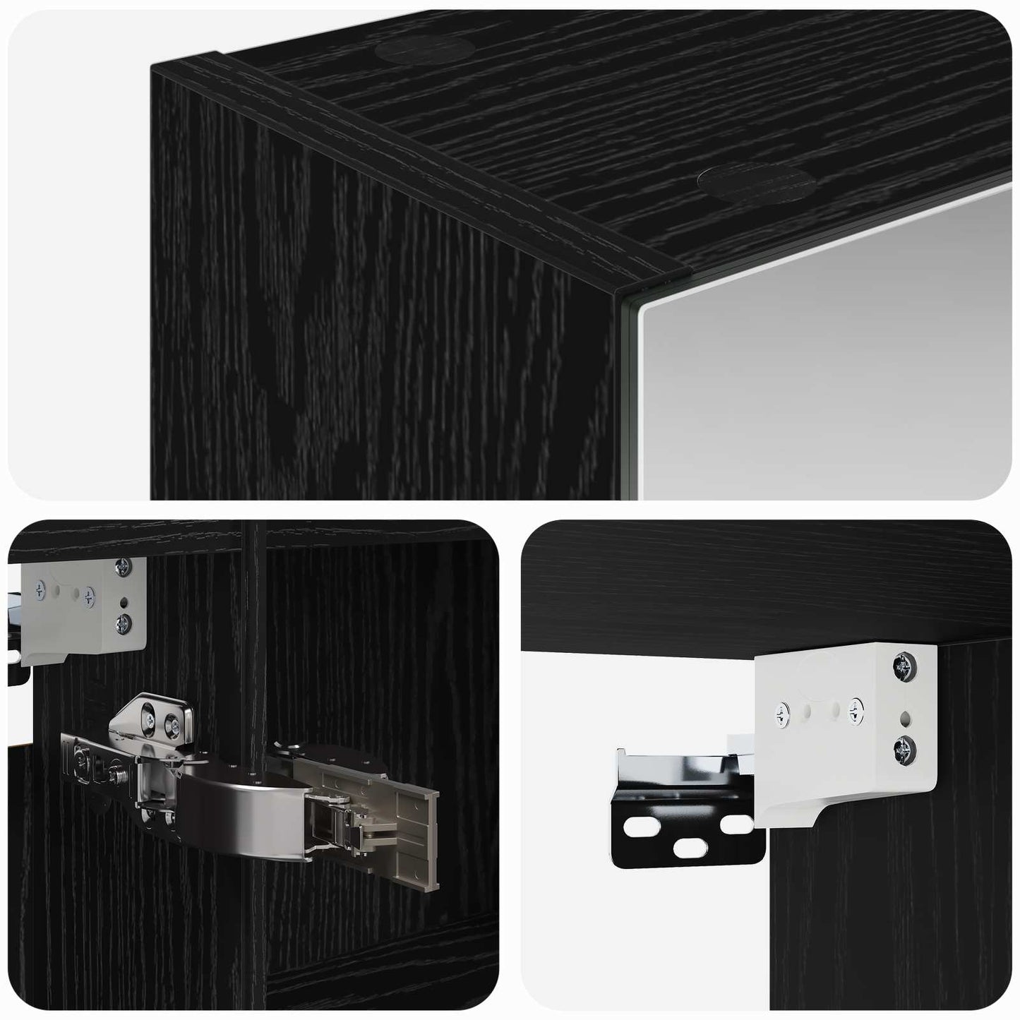 Bathroom Mirror Cabinet with Shelf Black Oak 100 x 14.5 x 70 cm