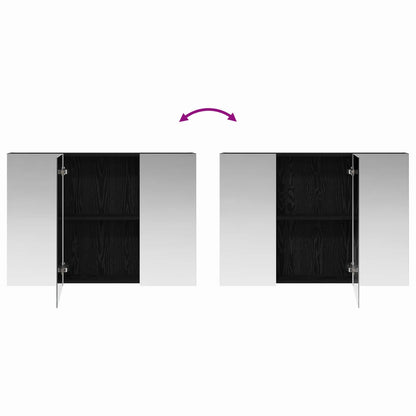 Bathroom Mirror Cabinet with Shelf Black Oak 100 x 14.5 x 70 cm
