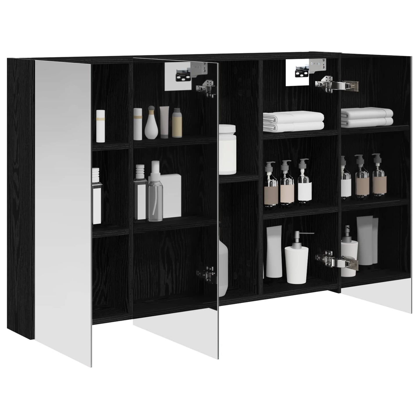 Bathroom Mirror Cabinet with Shelf Black Oak 100 x 14.5 x 70 cm