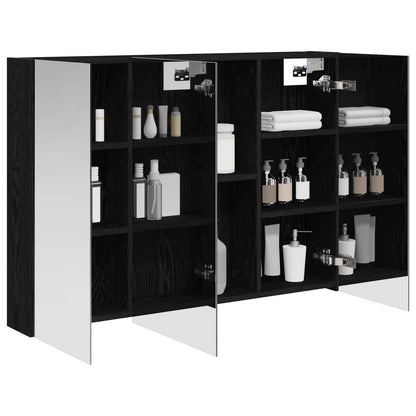 Bathroom Mirror Cabinet with Shelf Black Oak 100 x 14.5 x 70 cm
