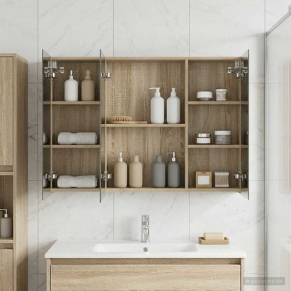 Bathroom Mirror Cabinet with Door Sonoma Oak 100 x 14.5 x 70 cm