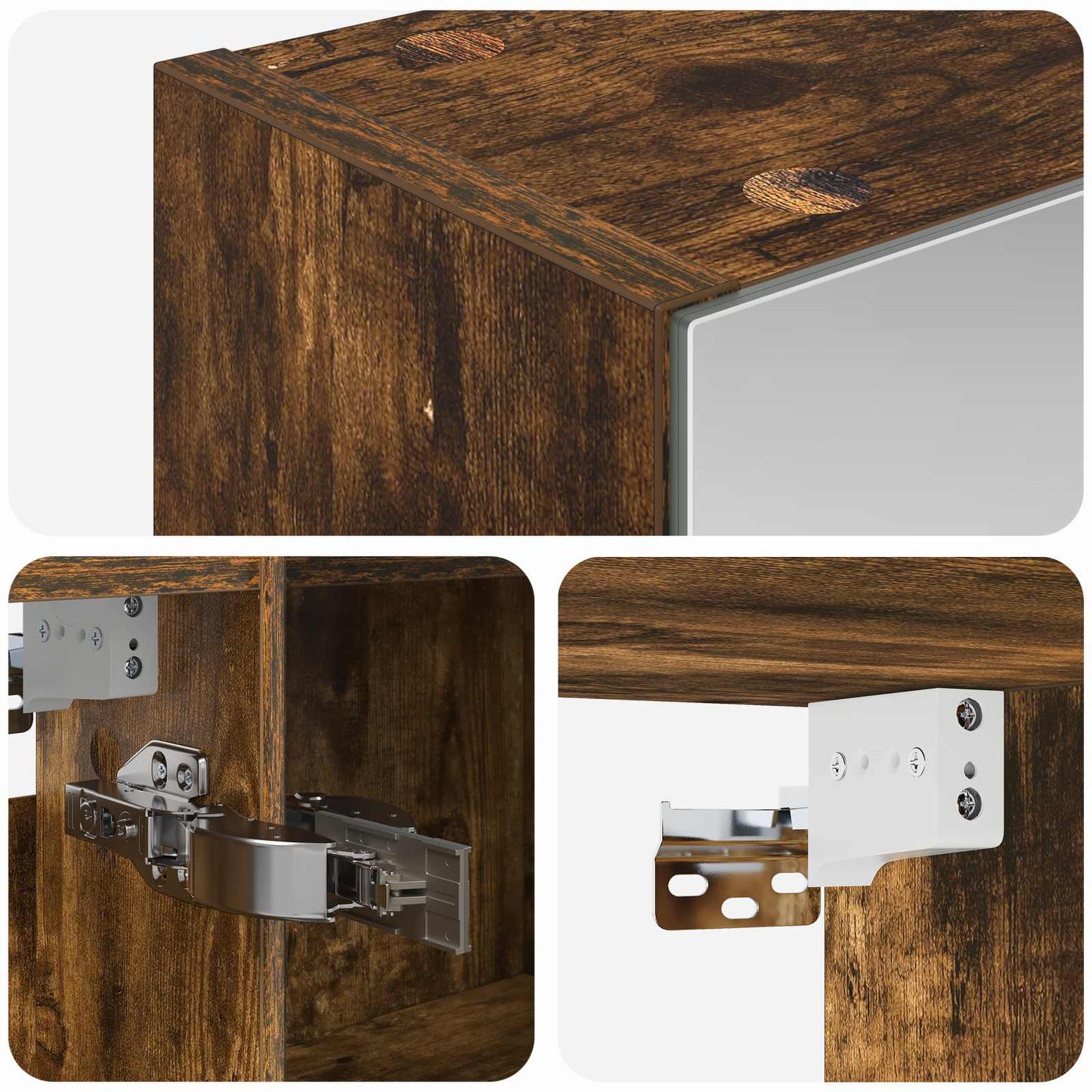 Bathroom Mirror Cabinet with Door Smoked Oak 100 x 14.5 x 70 cm