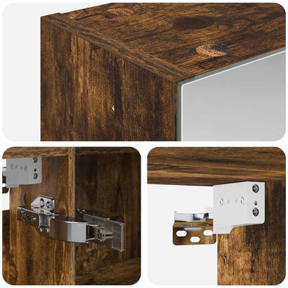 Bathroom Mirror Cabinet with Door Smoked Oak 100 x 14.5 x 70 cm