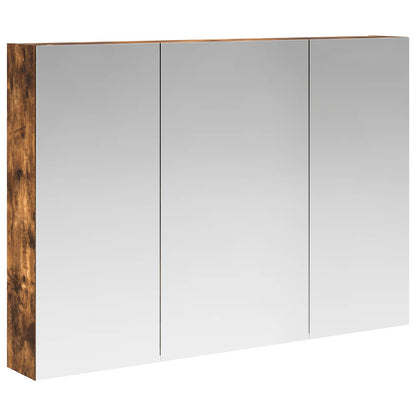 Bathroom Mirror Cabinet with Door Smoked Oak 100 x 14.5 x 70 cm