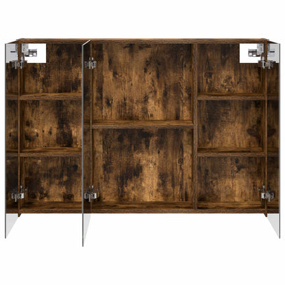 Bathroom Mirror Cabinet with Door Smoked Oak 100 x 14.5 x 70 cm