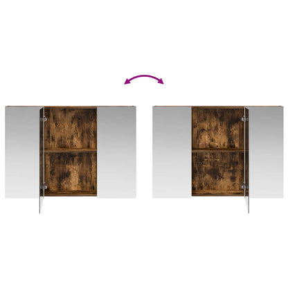 Bathroom Mirror Cabinet with Door Smoked Oak 100 x 14.5 x 70 cm