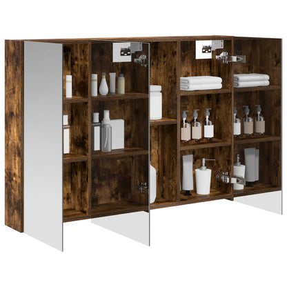 Bathroom Mirror Cabinet with Door Smoked Oak 100 x 14.5 x 70 cm