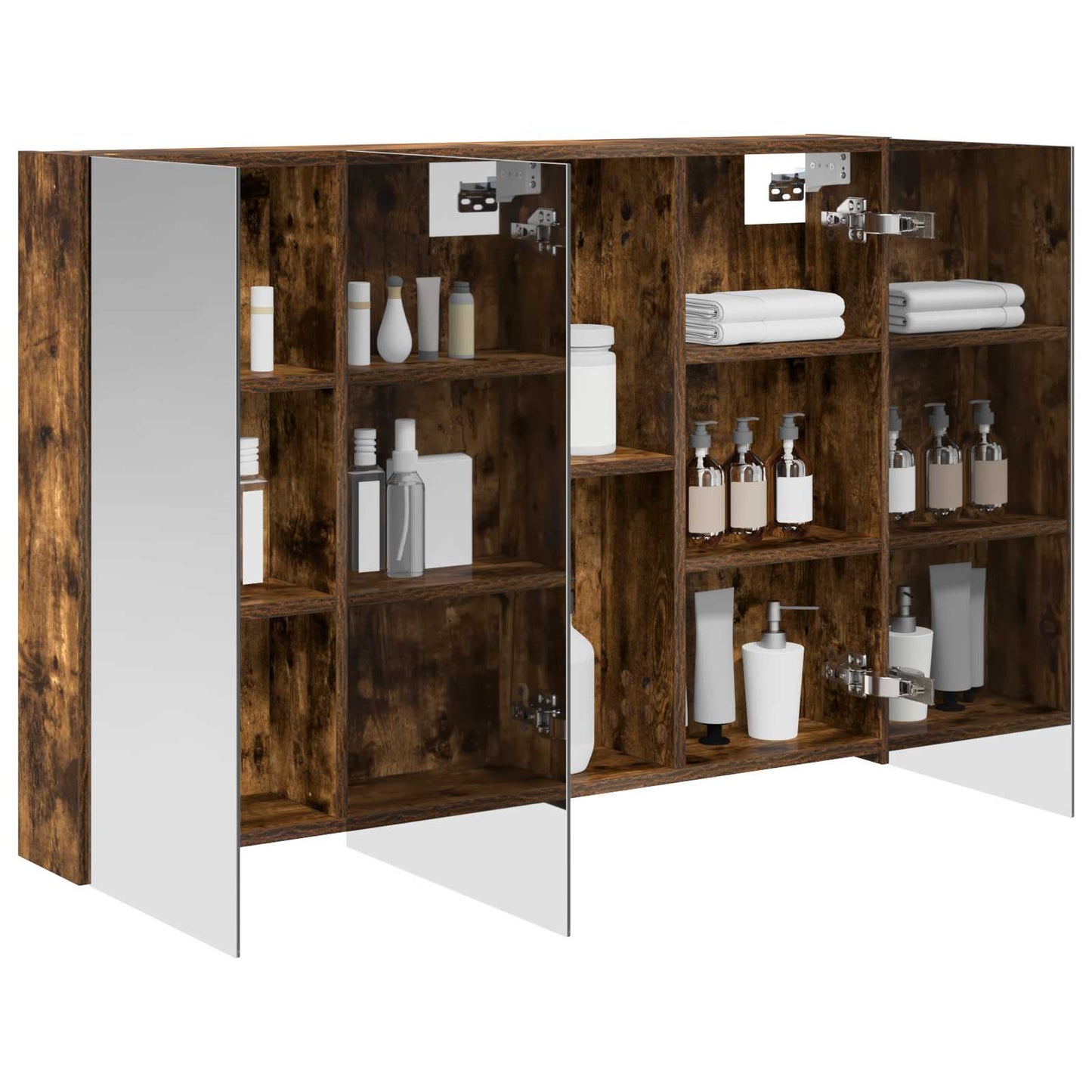 Bathroom Mirror Cabinet with Door Smoked Oak 100 x 14.5 x 70 cm