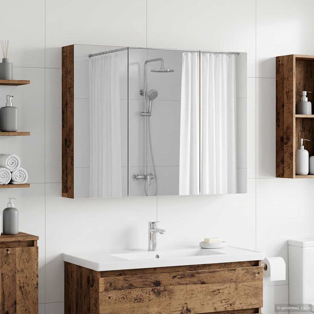 Bathroom Mirror Cabinet with Shelf Old Wood 100 x 14.5 x 70 cm