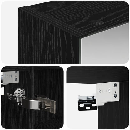 Bathroom Mirror Cabinet with Shelf Black Oak 100 x 14.5 x 70 cm