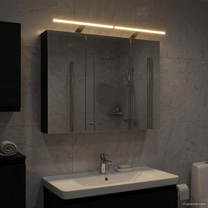 Bathroom Mirror Cabinet with Shelf Black Oak 100 x 14.5 x 70 cm
