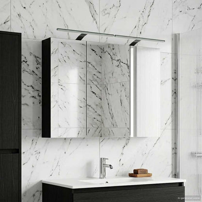 Bathroom Mirror Cabinet with Shelf Black Oak 100 x 14.5 x 70 cm