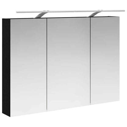 Bathroom Mirror Cabinet with Shelf Black Oak 100 x 14.5 x 70 cm
