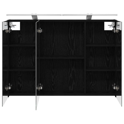 Bathroom Mirror Cabinet with Shelf Black Oak 100 x 14.5 x 70 cm