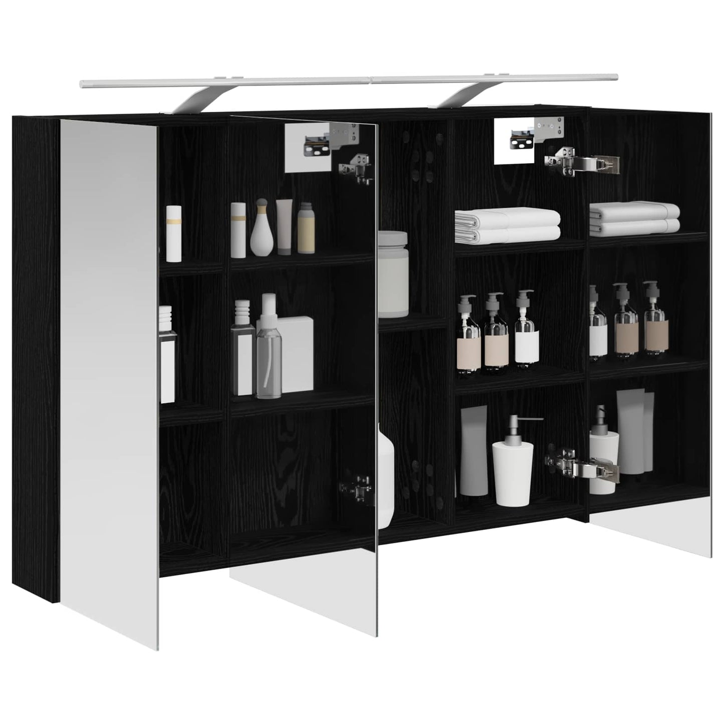 Bathroom Mirror Cabinet with Shelf Black Oak 100 x 14.5 x 70 cm