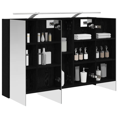 Bathroom Mirror Cabinet with Shelf Black Oak 100 x 14.5 x 70 cm