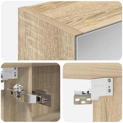Bathroom Mirror Cabinet with Door Sonoma Oak 100 x 14.5 x 70 cm